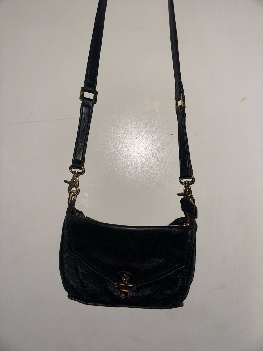 Tory Burch Black Leather Crossbody with Gold Hardware
